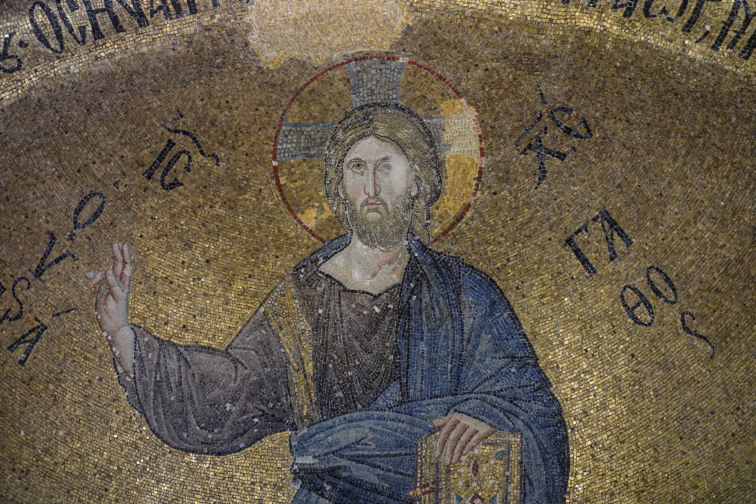 Mosaico conservato all'interno della moschea Fethiye (una volta chiesa ortodossa del Theotokos Pammakaristos) a Balat